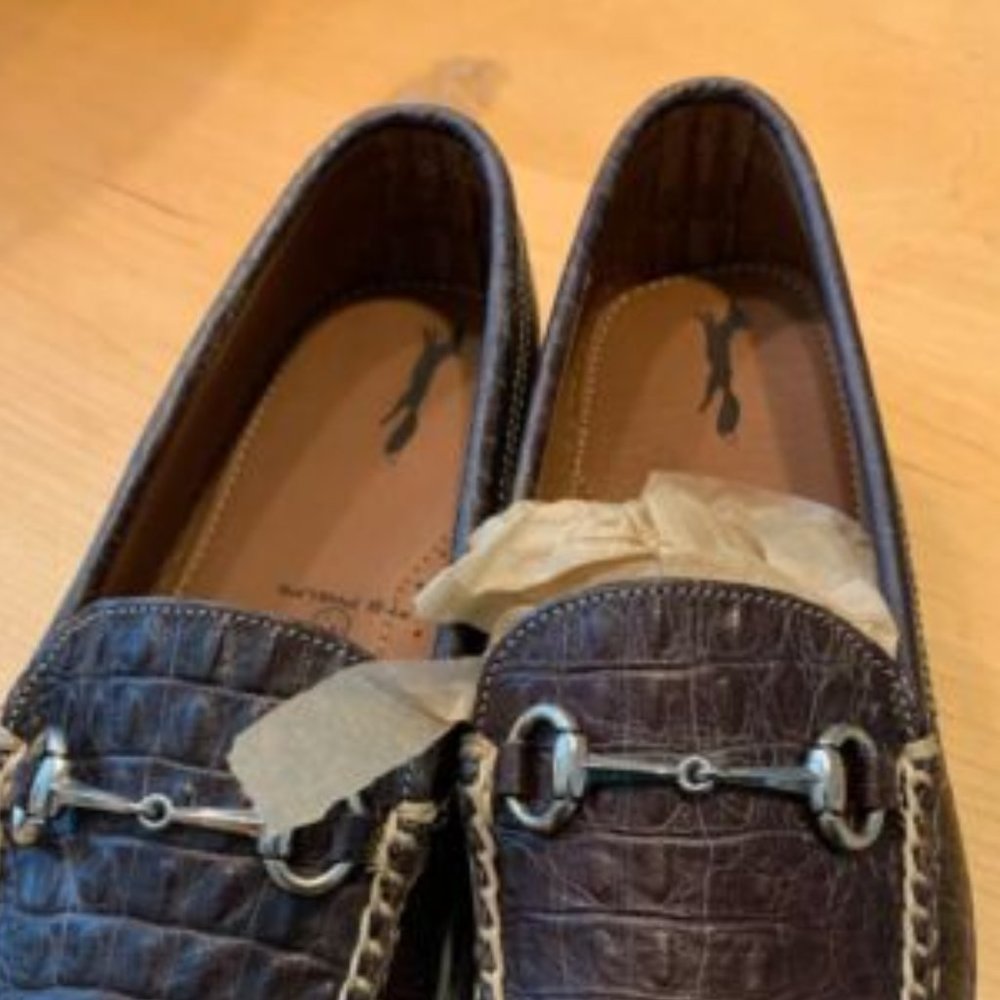 NEW w/BOX T.B. Phelps Leather Croc Print Horse Bit Driving Loafers Size 9.5